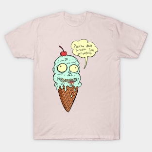 Cute Cartoon Ice Cream Cone With Cherry Drawing T-Shirt